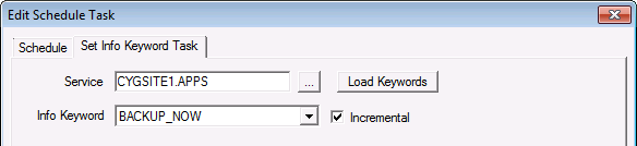 Set Info Keyword Task